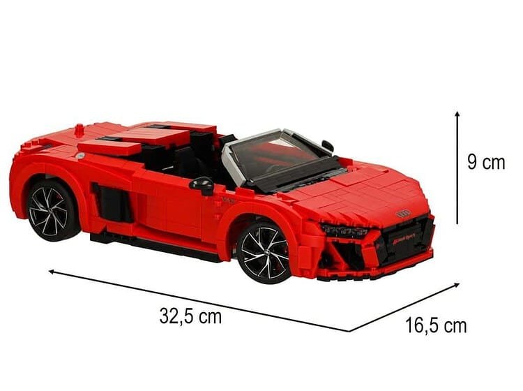 Mașină Lego sport roșie pentru copii, jucărie creativă și educativă pentru băieți și fete.