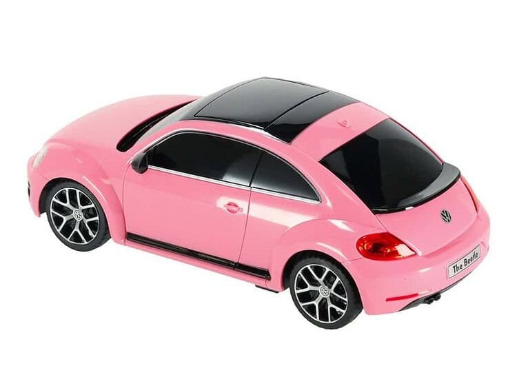 1. Jucarie masina VW Beetle roz pentru copii, model realist si durabil.