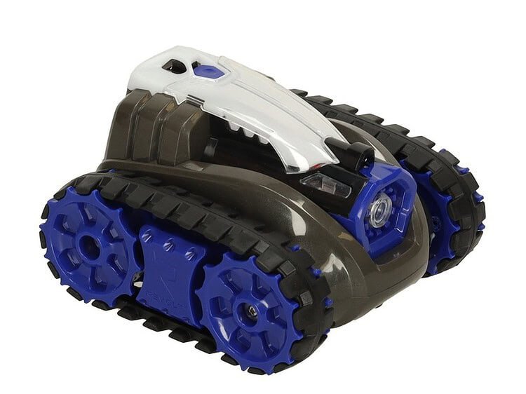 Mini robot de jucarie pentru copii, vehicul cu roti motorizate și design atrăgător.