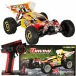 Telecomandă mașină RC WLToys 144010 Speed Racing 1:14 motor fără perii 75km/h - WLToys 144010 mașină cu telecomandă de mare viteză - accelerează până la 75 km/h. Dispune de anvelope de cauciuc pentru a conduce pe orice teren. Fabricată la scara 1:14