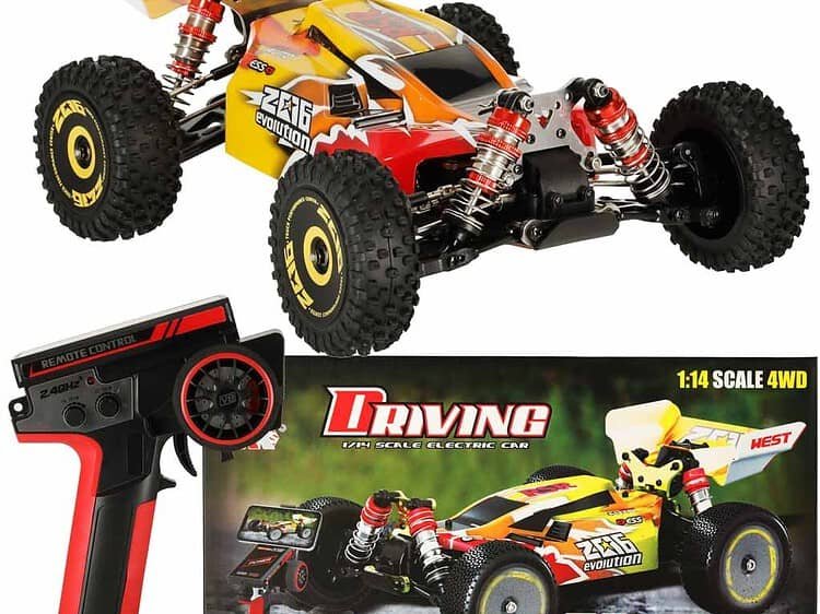 Telecomandă mașină RC WLToys 144010 Speed Racing 1:14 motor fără perii 75km/h - WLToys 144010 mașină cu telecomandă de mare viteză - accelerează până la 75 km/h. Dispune de anvelope de cauciuc pentru a conduce pe orice teren. Fabricată la scara 1:14