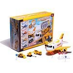Aeronava de transport + 3 vehicule de construcție - Set de vehicule de construcții în plan mare cu piese mobile. Setul include un excavator