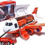 Aeronava de transport + 3 mașini de pompieri - Set de vehicule de stingere a incendiilor din avion cu piese mobile. Setul include o mașină de pompieri