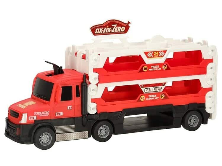 Jucarie masinuta camion de jucarie pentru copii, cu spațiu de depozitare și funcții interactive.