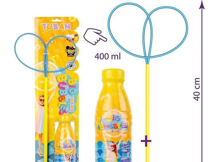 TUBAN hoop pro fluture bule de săpun TUBAN hoop pro bule de săpun + lichid 400ml - Un set care vă permite să deveniți un profesionist al baloanelor de săpun - cerc fluture pro + lichid pentru baloane Tuban 400ml. Cercul vă permite să creați și mai multe bule care vor avea o formă unică. Vârsta: 3+. Lungimea cercului: 40 cm.