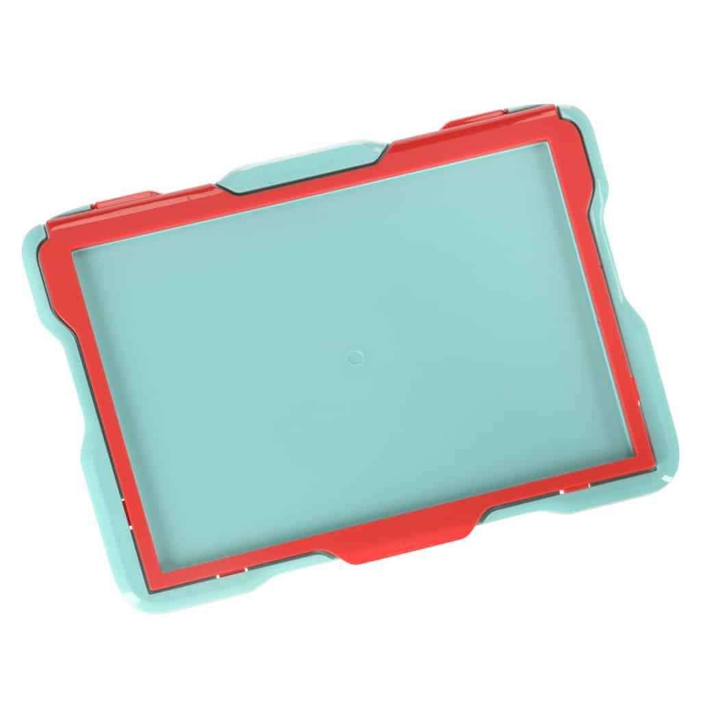 Cutie pentru depozitare jucării pentru copii, culoare turqoise și roșu, perfectă pentru camera micuților.