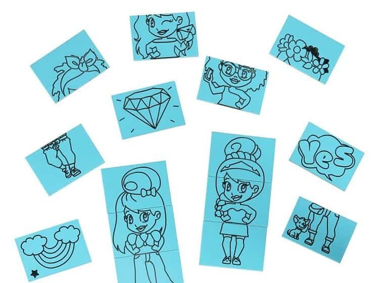 Jucării pentru copii, puzzle cu personaj și accesorii colorate, divertisment educativ pentru cei mici.