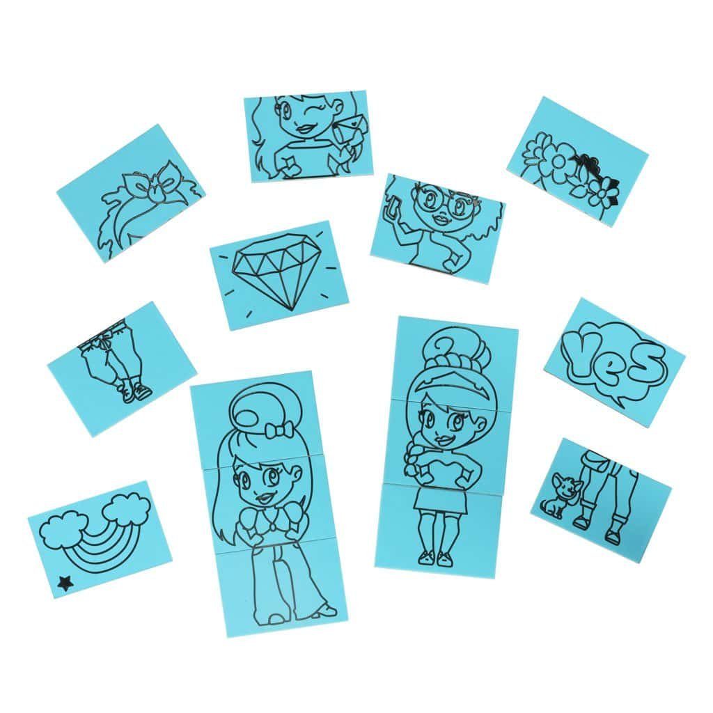 Jucării pentru copii, puzzle cu personaj și accesorii colorate, divertisment educativ pentru cei mici.