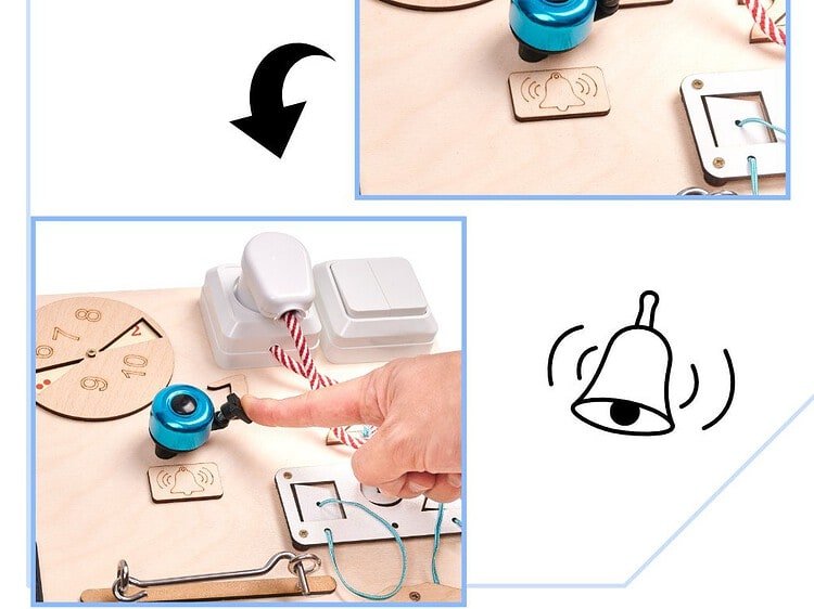 Clopot de leagăn pentru jucării Montessori din lemn, educație senzorială și dezvoltare abilități fine.