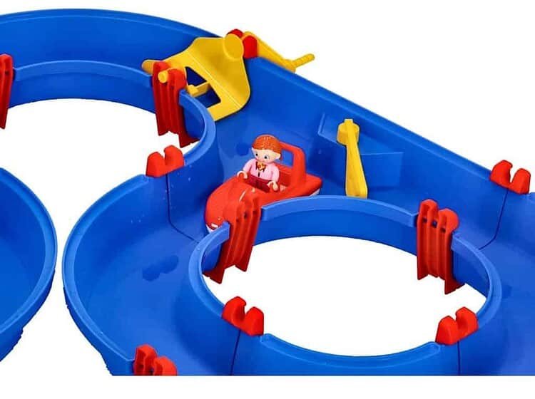 Jucarie pentru circuit de masini pentru copii, plastic, culoare albastru si rosu.