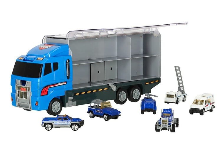 Mașinuțe de poliție și camion de jucărie, set de joacă pentru copii, avioane din plastic, pentru jocuri creative.