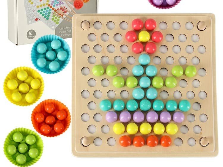 Montessori educațional montessori bile de mărgele puzzle mozaic 77el. - Un puzzle educațional creativ. Va fura inima oricărui copil mic. Este o alternativă la cartea de colorat tradițională. Mozaicul garantează o distracție plăcută și sprijină dezvoltarea corectă a copilului. Setul include: 77 de mingi