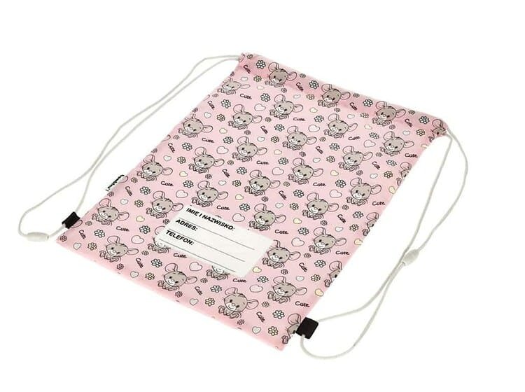 1. etichetă alturilor: Sac pentru jucării pentru copii cu imprimeu ursuleț și flori, roz, pliabil, personalizabil.