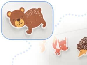 Cute bear-shaped hook for children's room decor, water-resistant and safe.