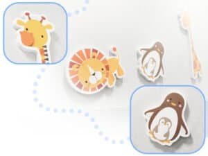 Jucarie de perete cu animale colorate pentru camera copilului.