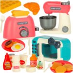 Cuptor cu microunde toaster mixer legume + accesorii - Prăjitor de pâine de jucărie