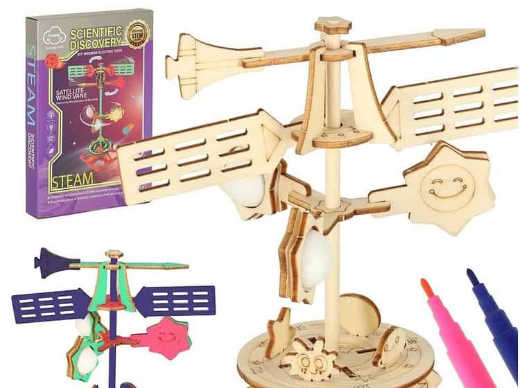 Puzzle din lemn 3d model științific model de vânt vane de vânt -