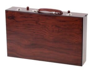 Geantă de jucării din lemn cu mâner, pentru depozitare și organizare.