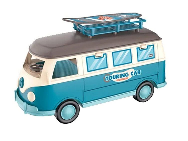 25.8x14.5x10.3 cm - - Setul include 1 masinuta cu portbagaj de plafon si placa surf detasabile si 1 coala cu 4 autocolante.