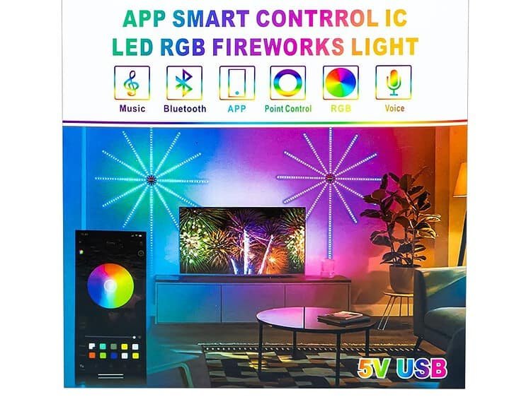 multicolore si dimensiuni de 115x165 cm. Acesta are diverse jocuri de lumini controlate cu ajutorul telecomenzii sau a telefonului De asemenea