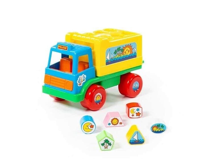 - Remorca camionului este un puzzle logic: 6 gauri de diferite forme geometrice