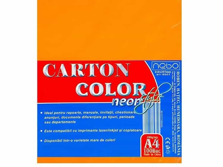Carton color A4 180g NEON Set 100 - NEBO - <p><strong>Carton color A4 180g
