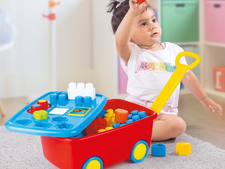 10 cuburi si 5 forme in diferite colori. Pe capac sunt: 1 carticica educationala