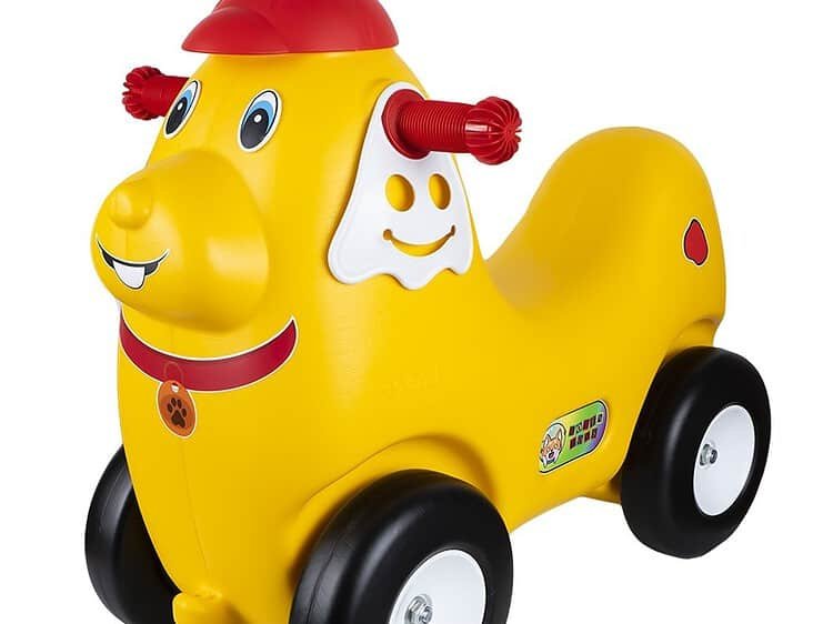 galben - ROBENTOYS - - Jucaria din plastic este compusa dintr-un vehicul – catel fara pedale