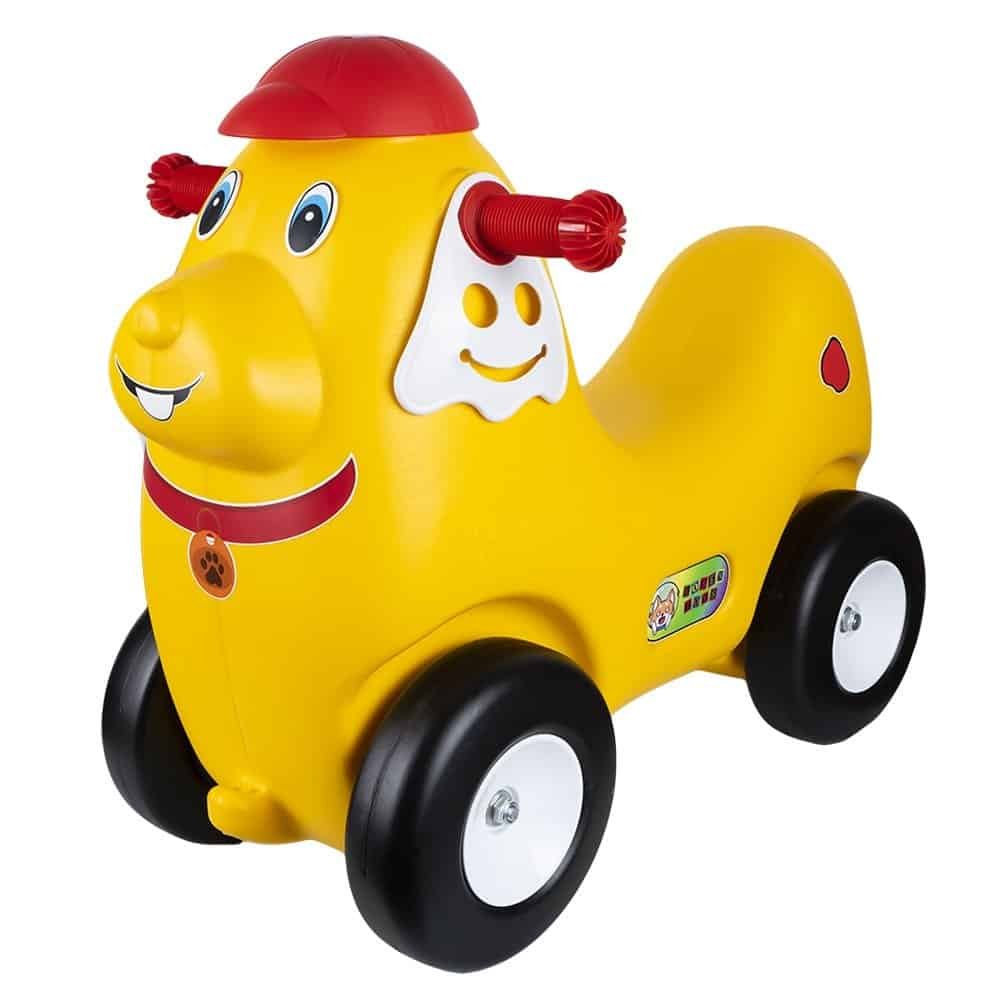 galben - ROBENTOYS - - Jucaria din plastic este compusa dintr-un vehicul – catel fara pedale