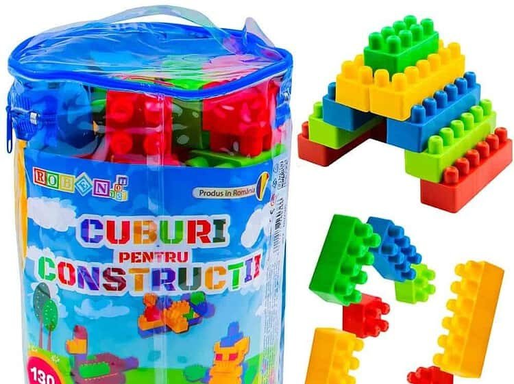 1. Jucării pentru construcție din plastic colorat, puzzle educațional pentru copii.