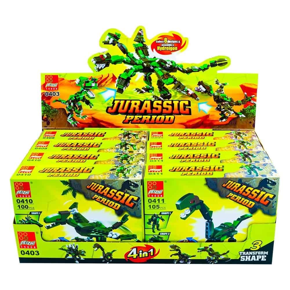 8 seturi/cutie - - Setul contine 8 cutii cu blocuri de constructii cu ajutorul carora copii au variante diferite de constructie. Utilizand blocurile de constructie incluse in toate cele 8 cutii vor realiza un impresionant dragon hidra