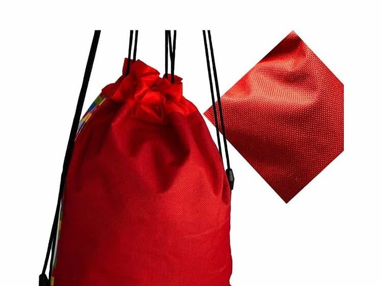 Rucsac din material textil pentru joacă și depozitare jucării copii, culoare roșie.