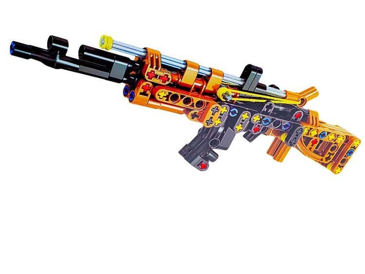 Mitraliera - - Setul contine 150 de blocuri de constructii din plastic