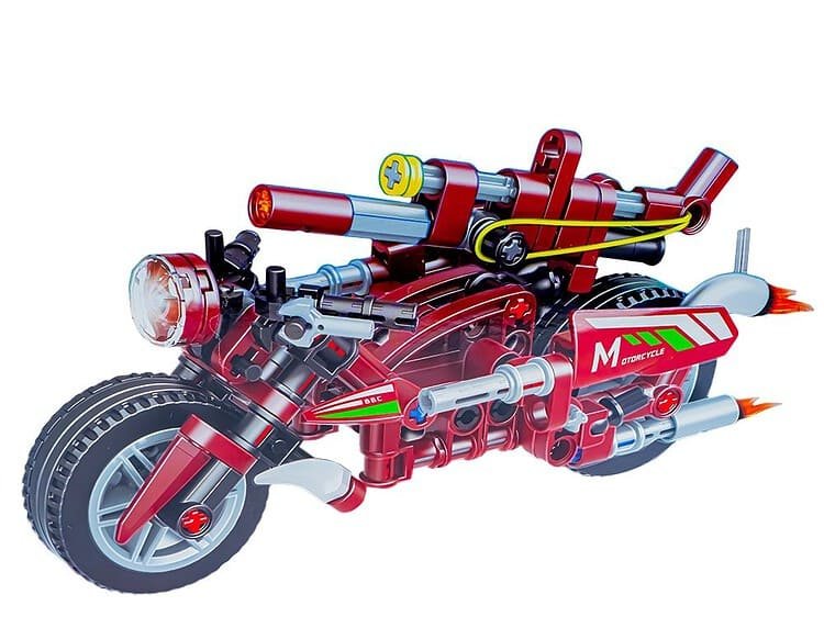 Motocicleta - - Setul contine 137 blocuri de constructii pentru asamblarea unei motociclete