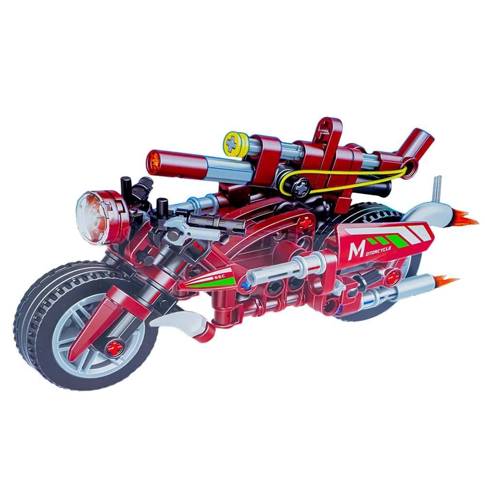 Motocicleta - - Setul contine 137 blocuri de constructii pentru asamblarea unei motociclete