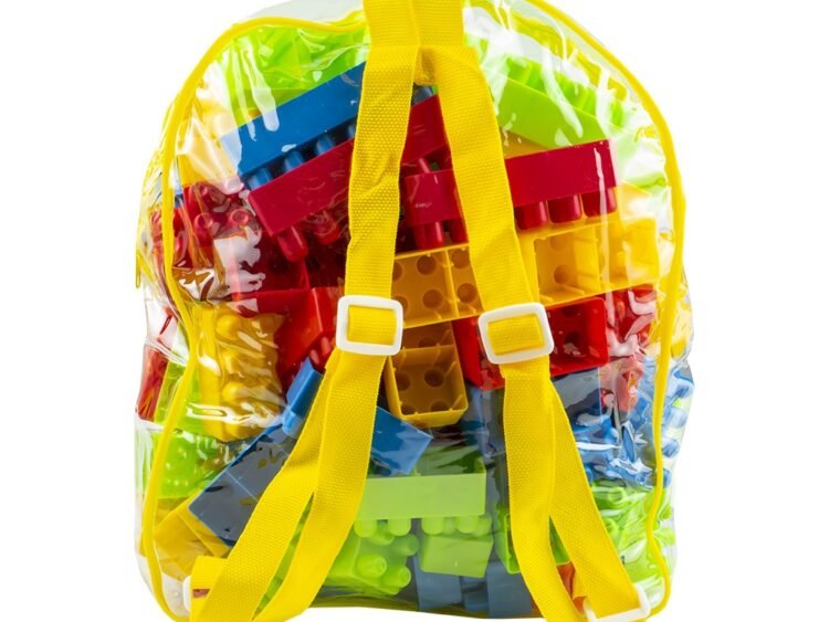 136 piese/ghiozdan - ROBENTOYS - - Setul este format din 136 cuburi de constructii ambalate intr-un ghiozdanel din PVC.