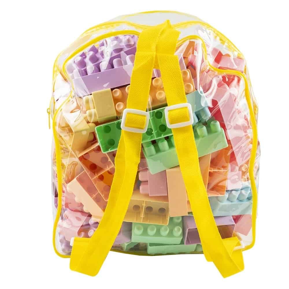 136 piese/ghiozdan - ROBENTOYS - - Setul este format din 136 cuburi de constructii ambalate intr-un ghiozdanel din PVC.