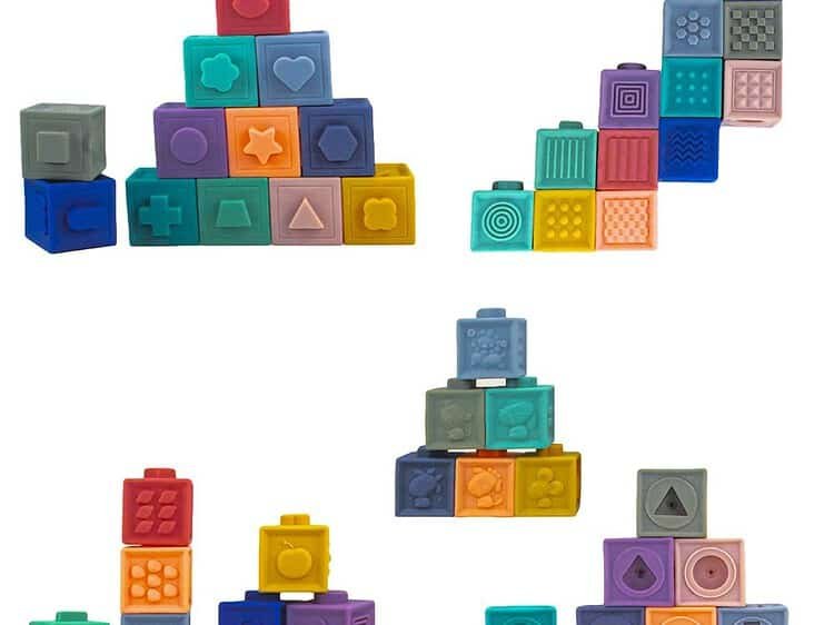 12 buc/set - Cuburi senzoriale pentru bebelusi