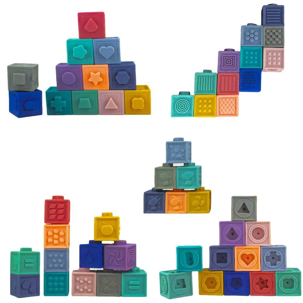 12 buc/set - Cuburi senzoriale pentru bebelusi