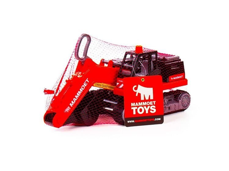 - Jucaria din categoria vehiculelor speciale este echipata cu un brat mobil si o cupa de excavare manevrata cu ajutorul manetei gri.