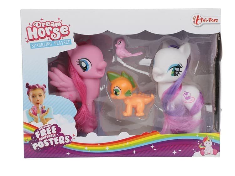 Colorful My Little Pony playset with mini figures and posters - perfect for children.