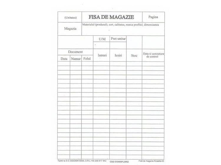 Fisa de magazie A5