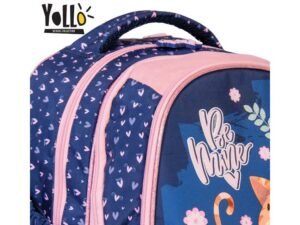 Rucsac copii, design cu inimioare roz și albastru, pentru școală și joacă, de calitate superioară.