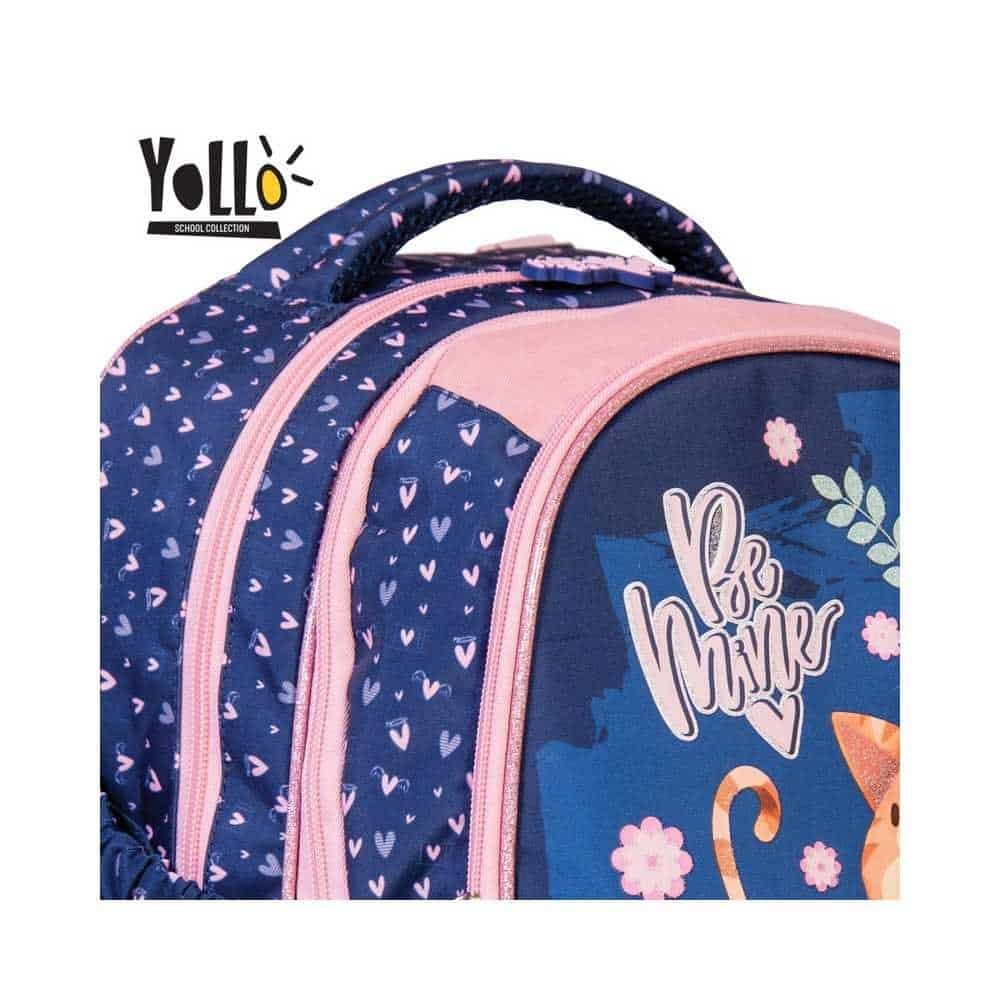 Rucsac copii, design cu inimioare roz și albastru, pentru școală și joacă, de calitate superioară.