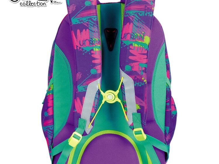 29x22x43 cm - S-COOL - - Ghiozdanul are: compartiment principal cu buzunar pentru laptop; compartiment secundar cu organizator si portchei; buzunar frontal; 2 buzunare laterale din poliester; inchideri cu fermoare cu dubla trager; bretele buretate