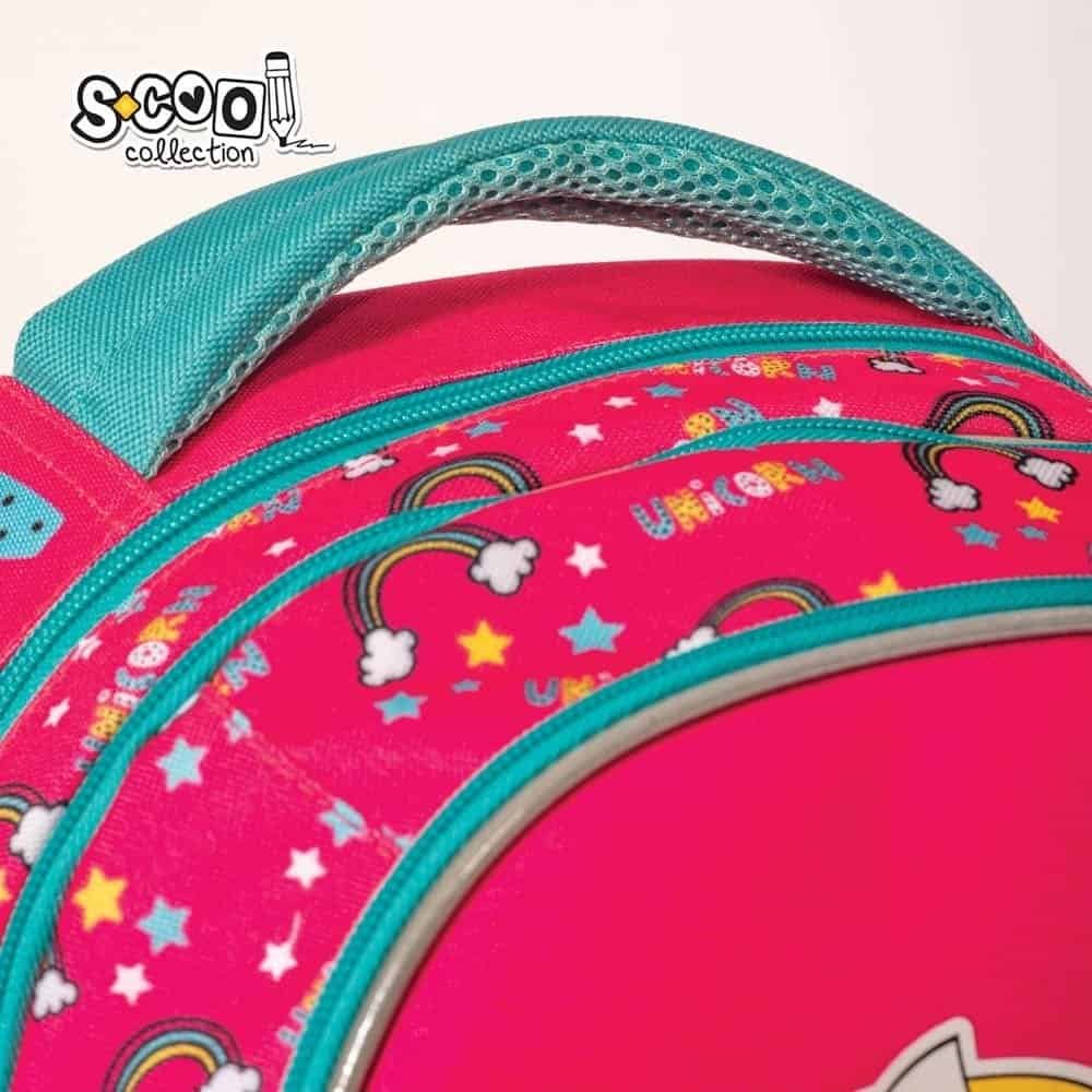 - Ghiozdanul este dotat cu: compartiment principal