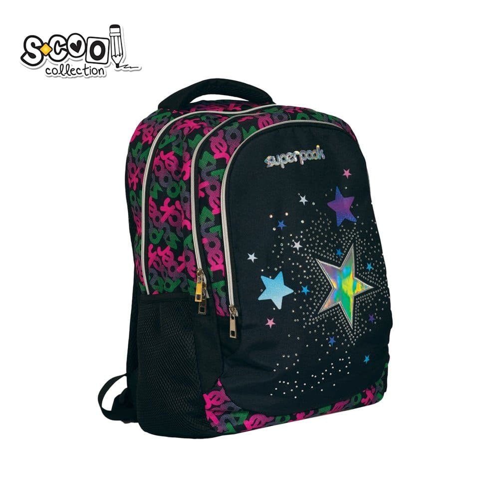 41x29x15 cm - S-COOL - - Ghiozdanul pentru fete are 1 compartiment cu buzunar pentru laptop