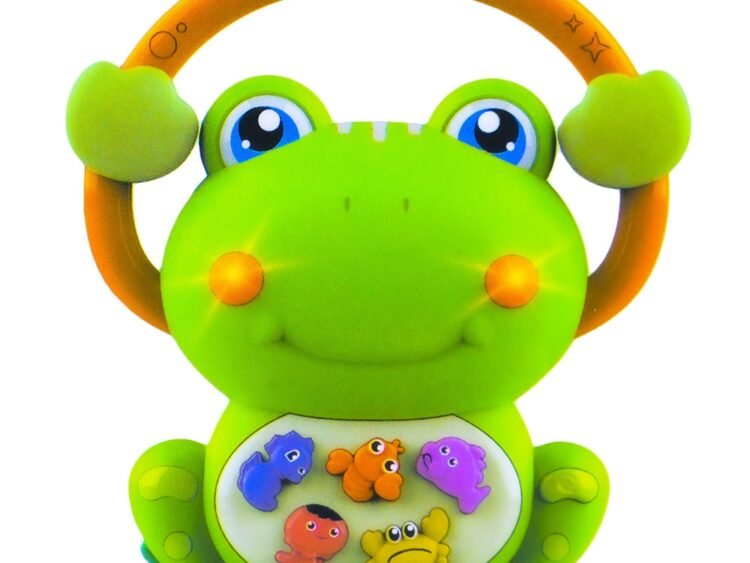 Broscuta muzicala - - Jucaria cu forma de broscuta are butoane colorate