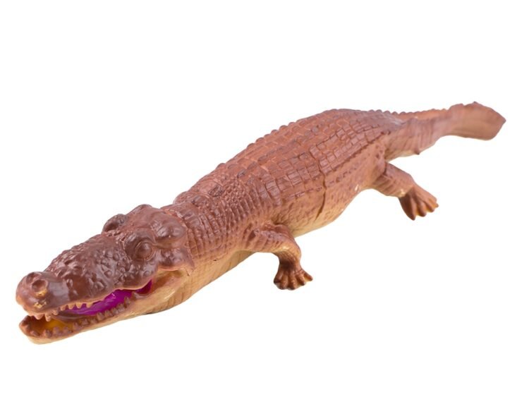 Crocodil cu articulatii - - Setul contine 9 figurine crocodili din plastic realizati detaliat.