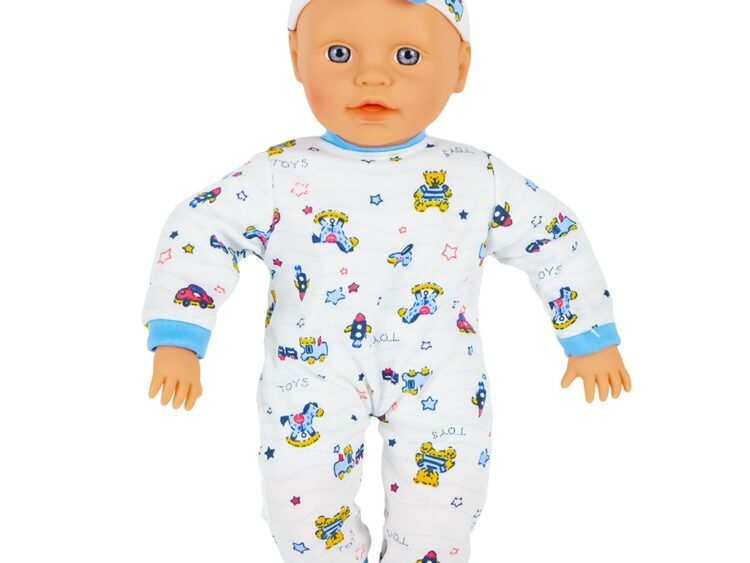 Jucărie bebeluș, păpușă cu haine colorate, pentru copii mici, pentru joacă și dezvoltare.